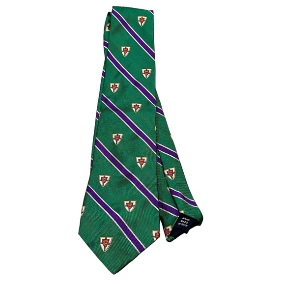 Polo Ralph Lauren Green Stripe Club Mulberry Silk Tie - Picture 1 of 7